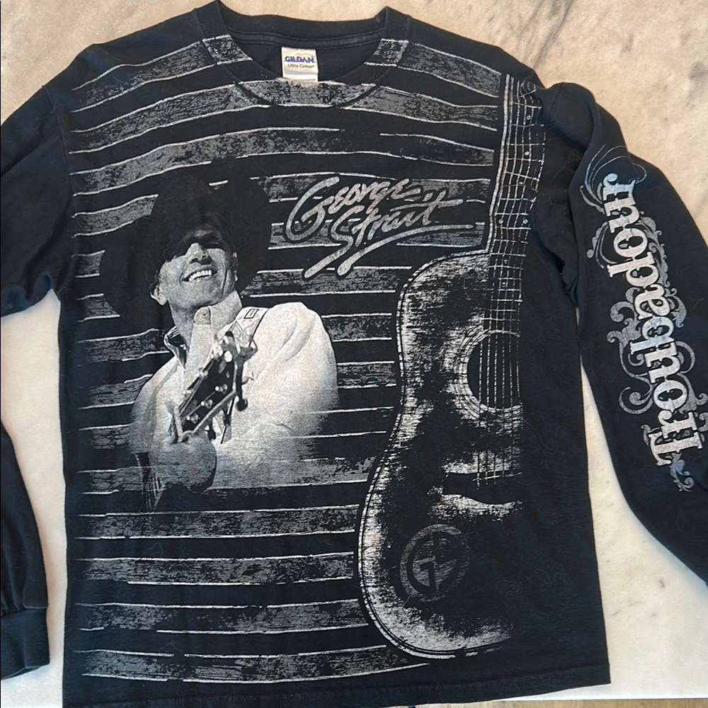 The cooooolest George strait Black Graphic Long Sleeve Shirt
